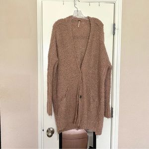 Free People Long Dusty Pink Cardigan Sweater